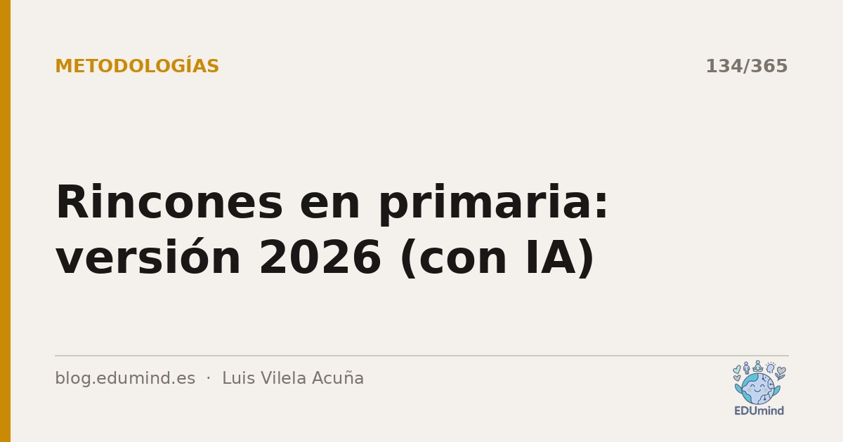 Rincones en primaria: versión 2026 (con IA)