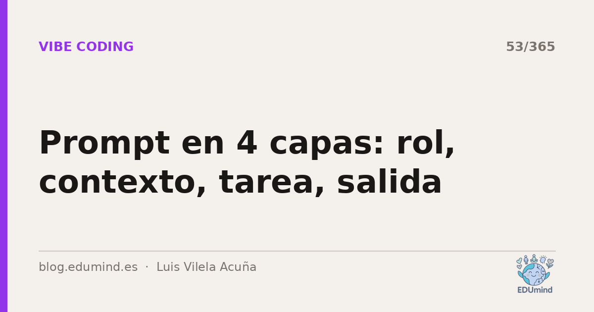 Prompt en 4 capas: rol, contexto, tarea, salida