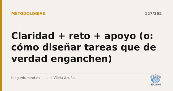 Claridad + reto + apoyo (o: cómo diseñar tareas que de verdad enganchen)